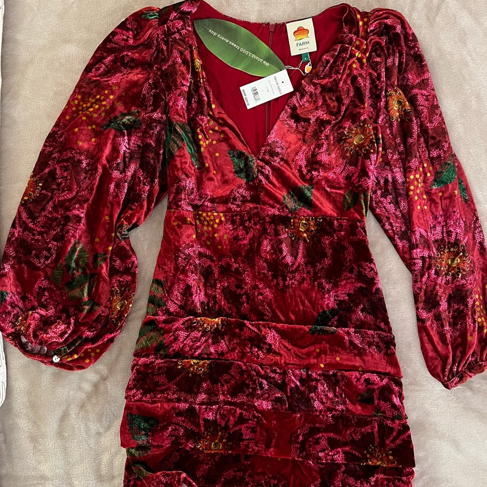 Farm Rio Shiny Flowers Mini Dress